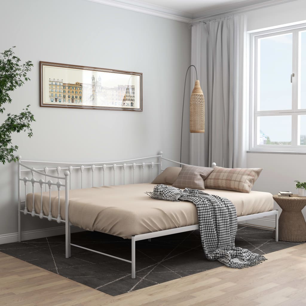 Vetonek Sofá cama extraíble sin colchón metal blanco 90x200cm