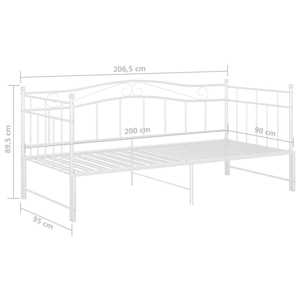 Sofa removable bed without white metal mattress 90x200cm