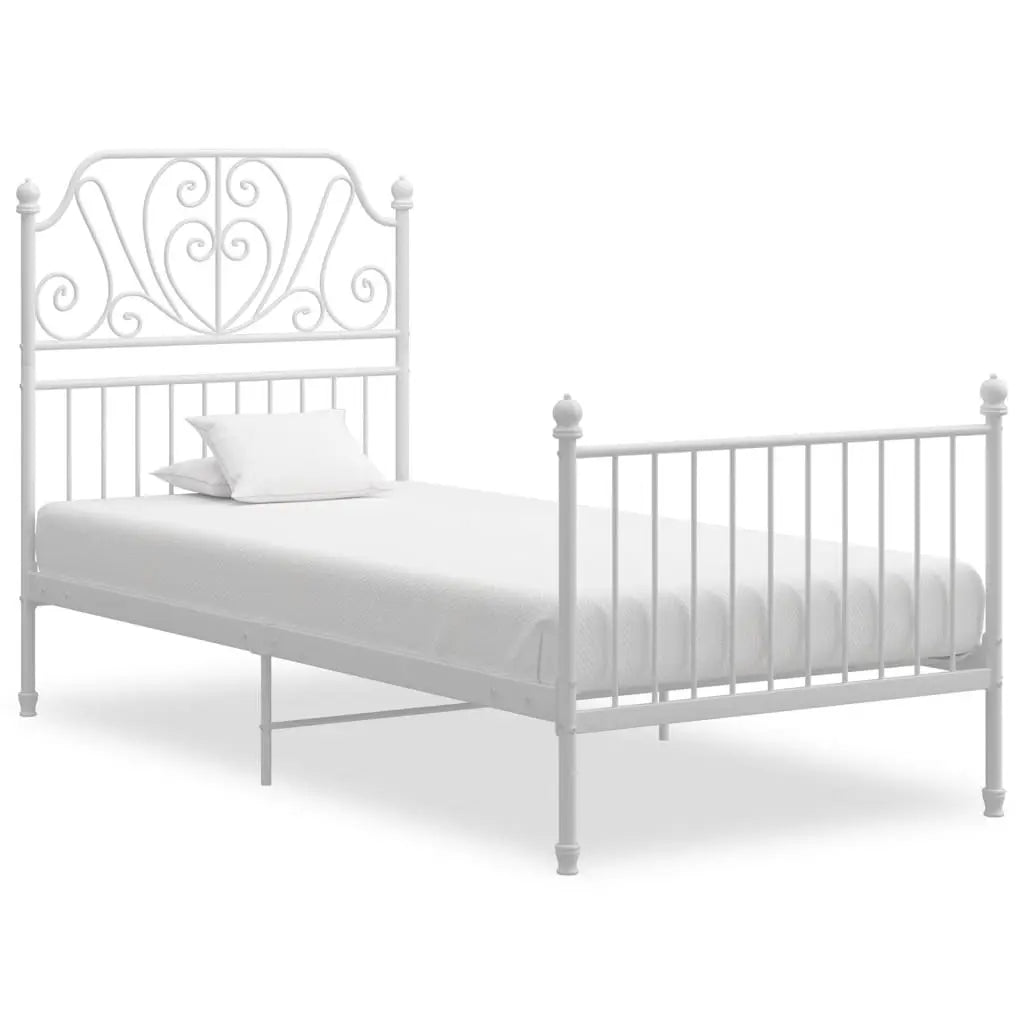 Vetonek Estructura de cama sin colchón metal blanco 100x200 cm