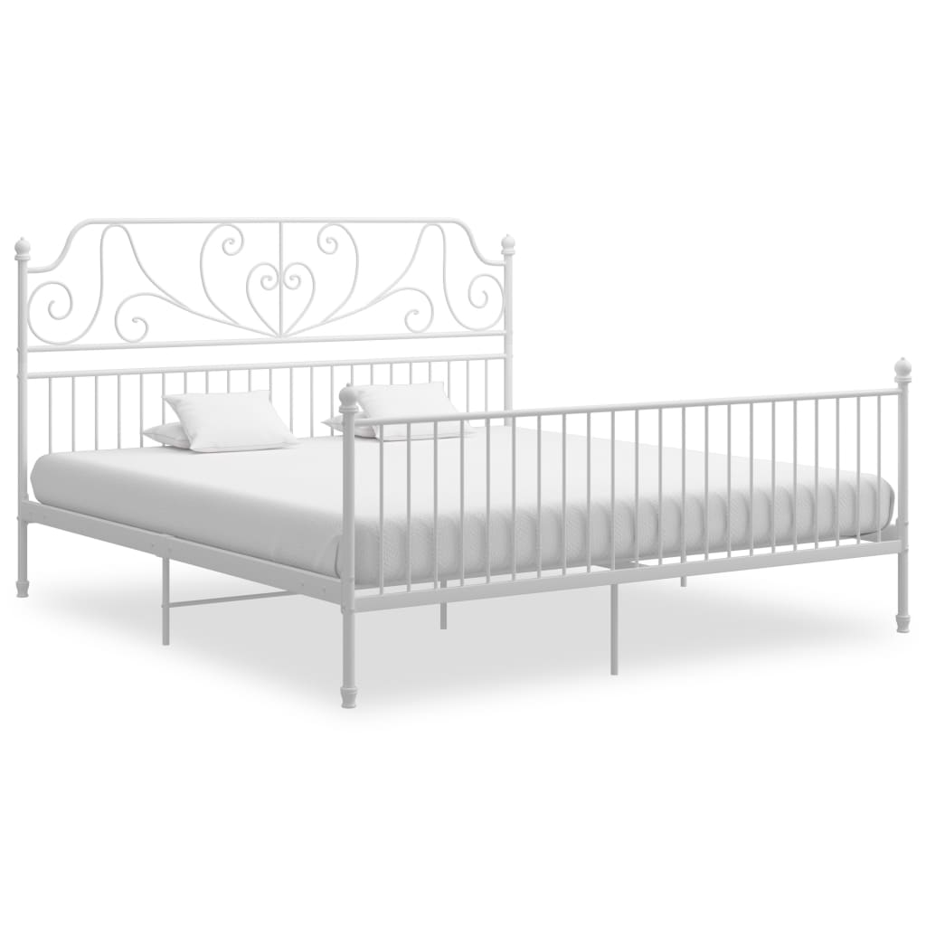 Vetonek Estructura de cama sin colchón metal blanco 200x200 cm