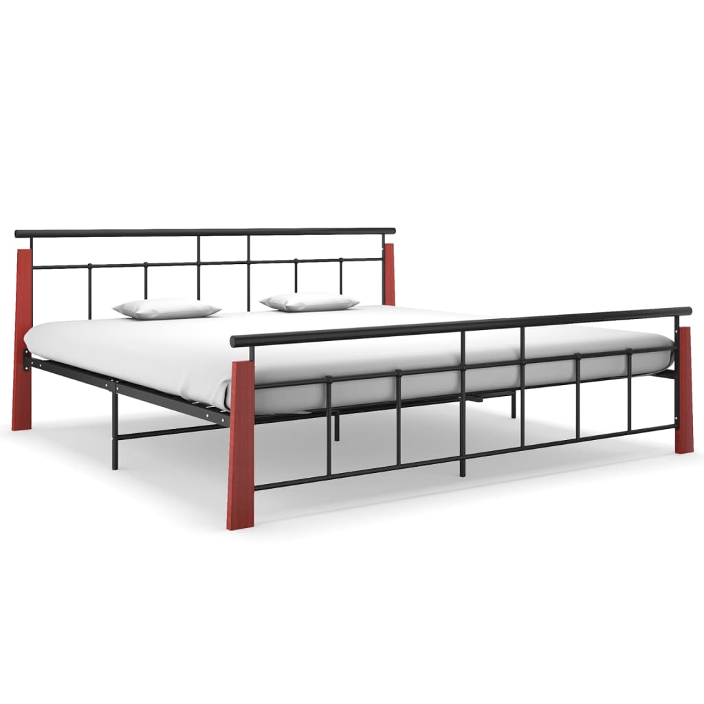 Vetonek Estructura de cama sin colchón metal madera de roble 200x200 cm