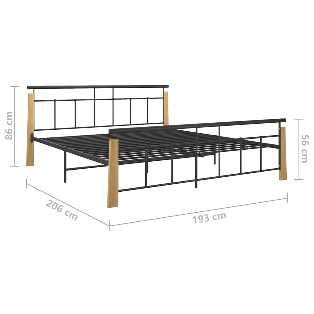 Bed Structure Without Metchón Metal Oak Wood 180x200 cm