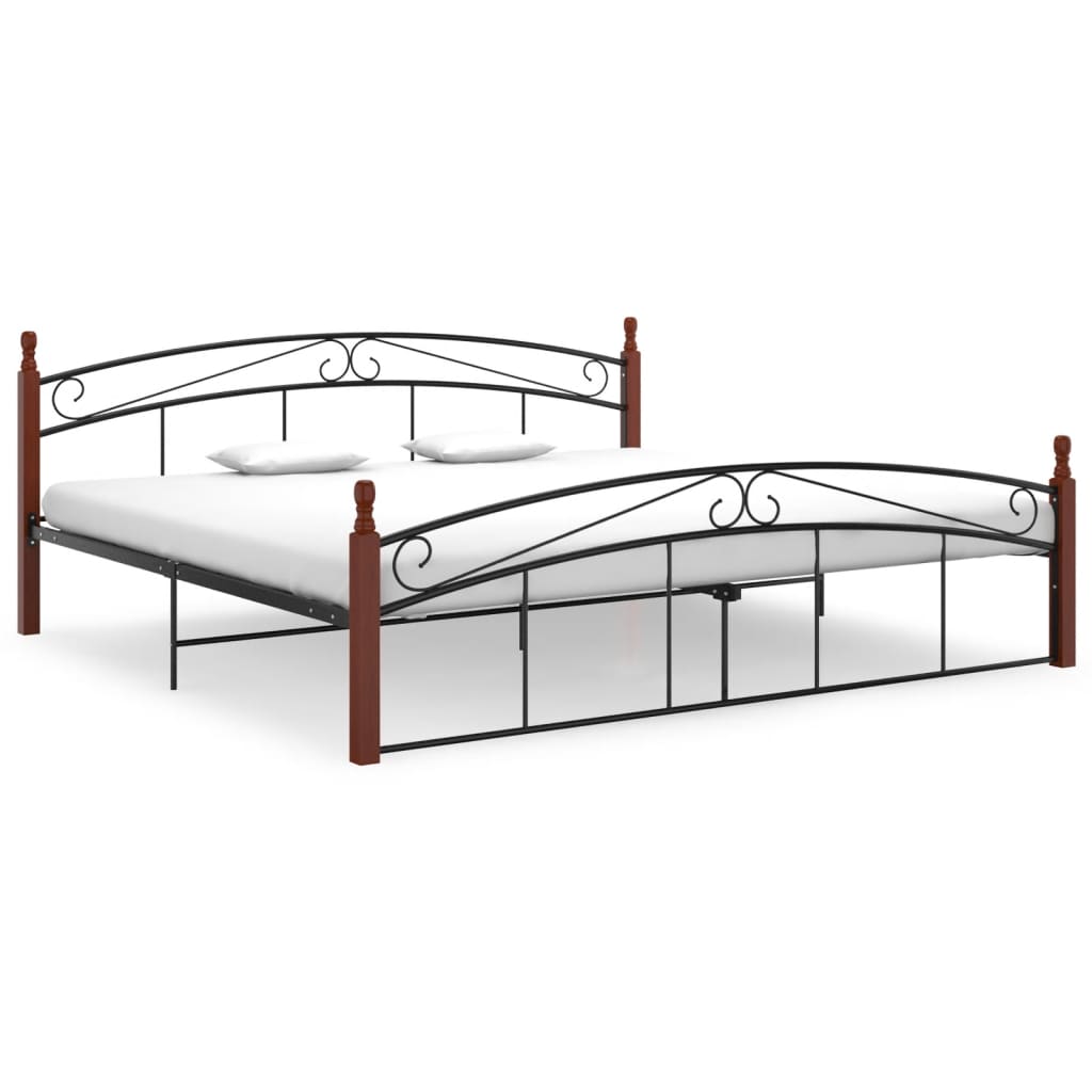 Vetonek Estructura cama sin colchón metal madera roble negro 200x200 cm