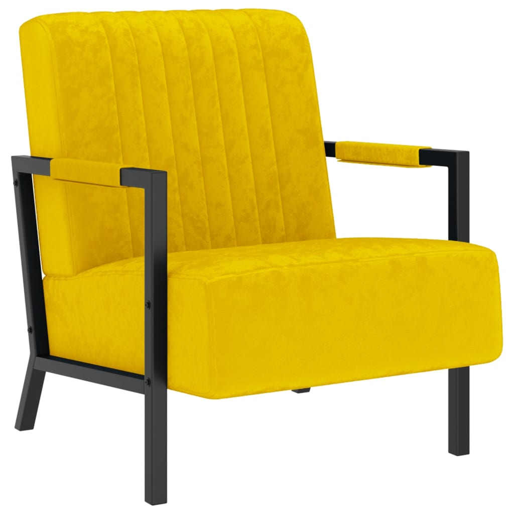 Vetonek Sillón de terciopelo amarillo mostaza