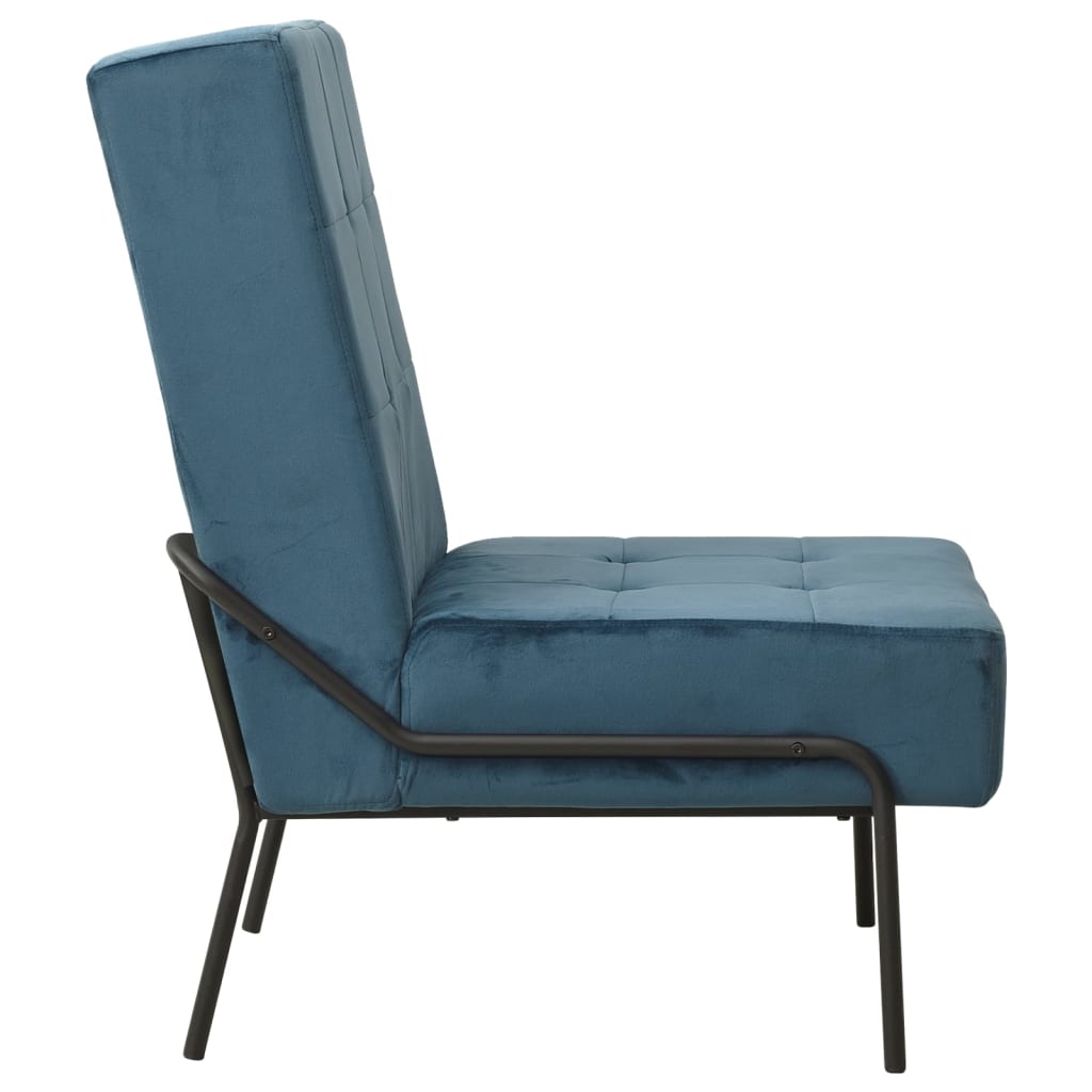 Chaise de relaxation en velours bleu 65x79x87 cm