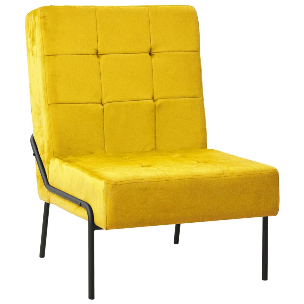 Vetonek Silla de relajación de terciopelo amarillo mostaza 65x79x87 cm