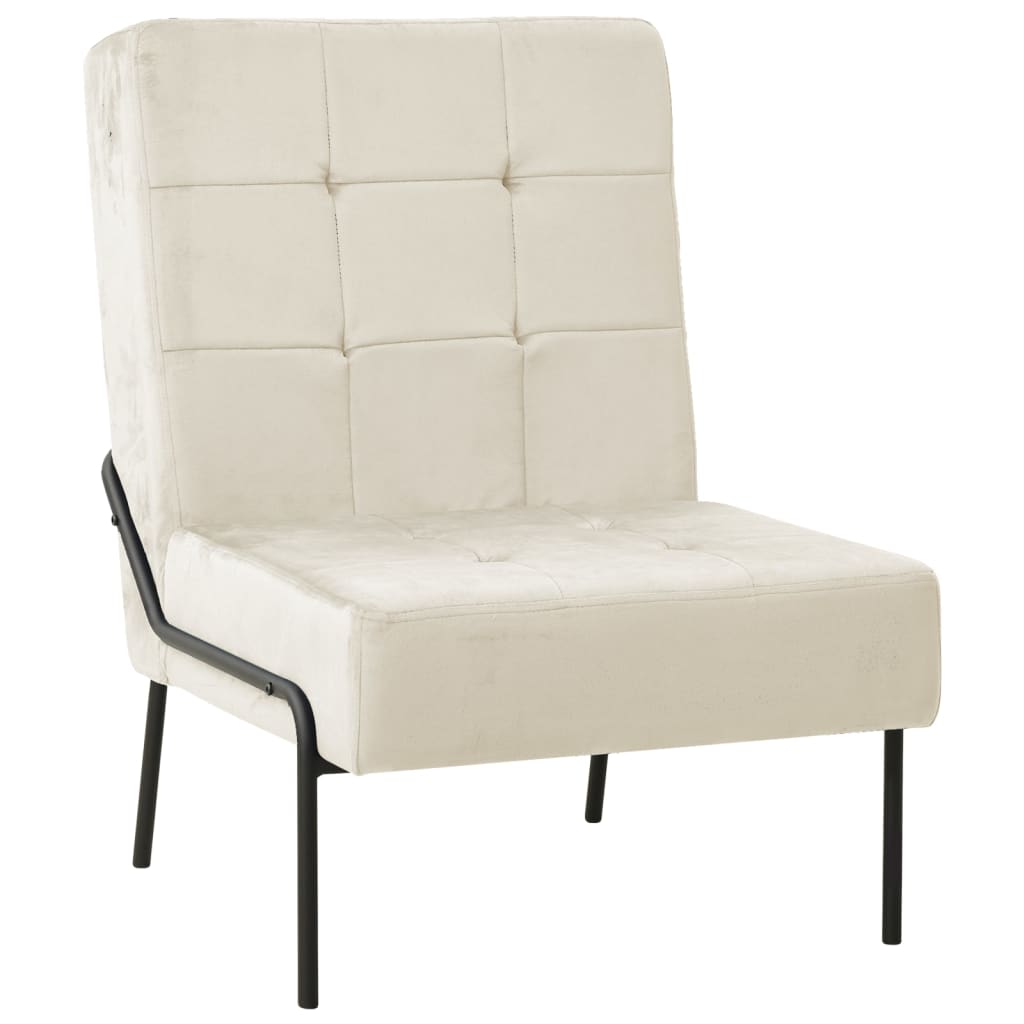 Vetonek Silla de relajación de terciopelo crema blanca 65x79x87 cm