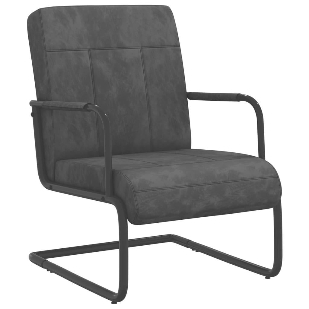 Vetonek Silla voladiza de terciopelo gris oscuro