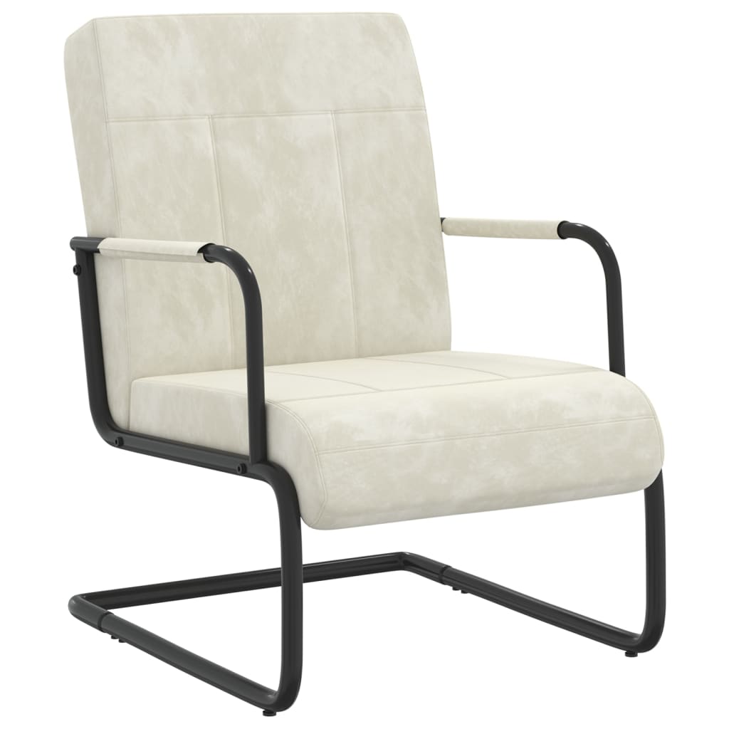 Vetonek Silla voladiza de terciopelo blanco crema