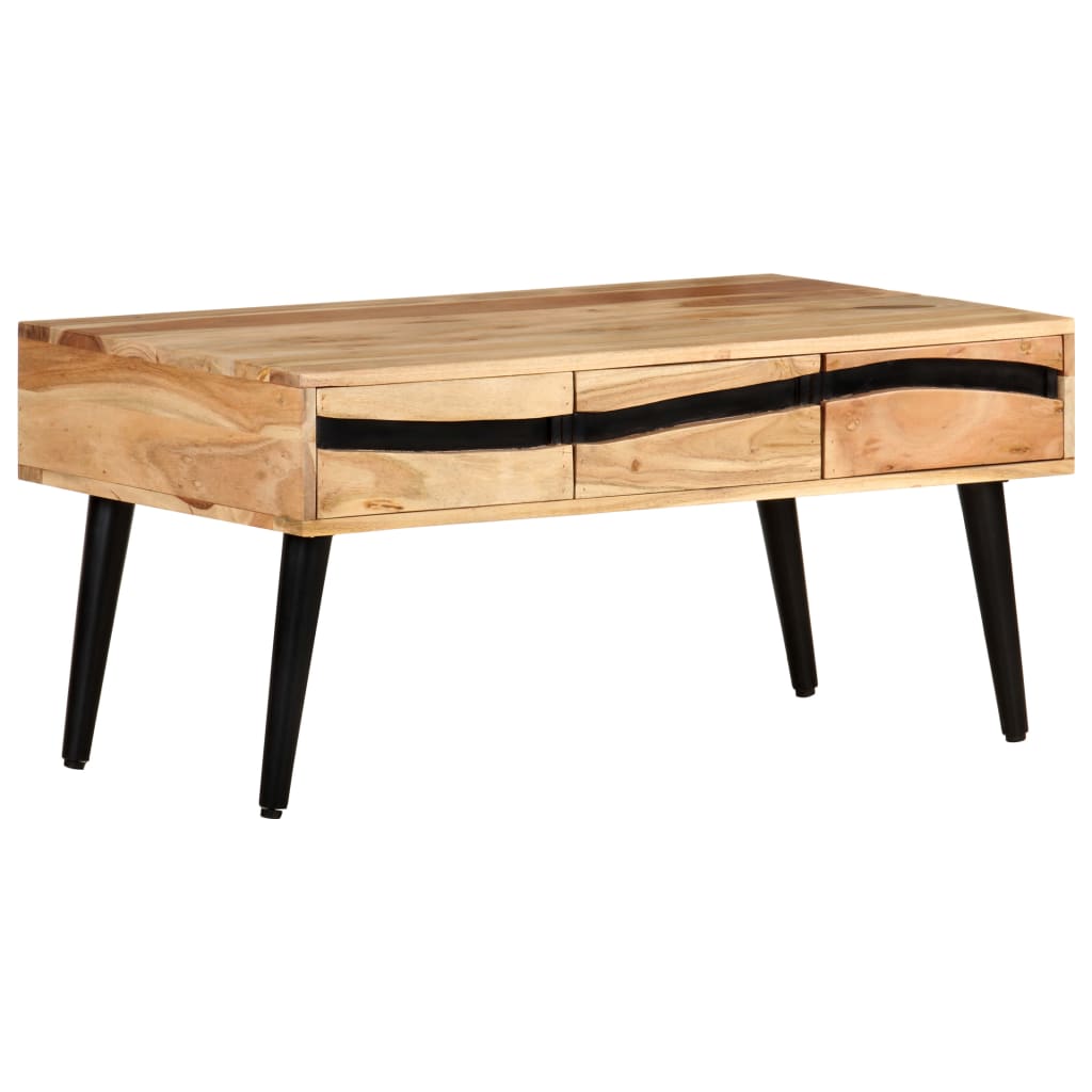 Mesa de centro de madera maciza de acacia 88x50x42 cm V1398 Vetonek