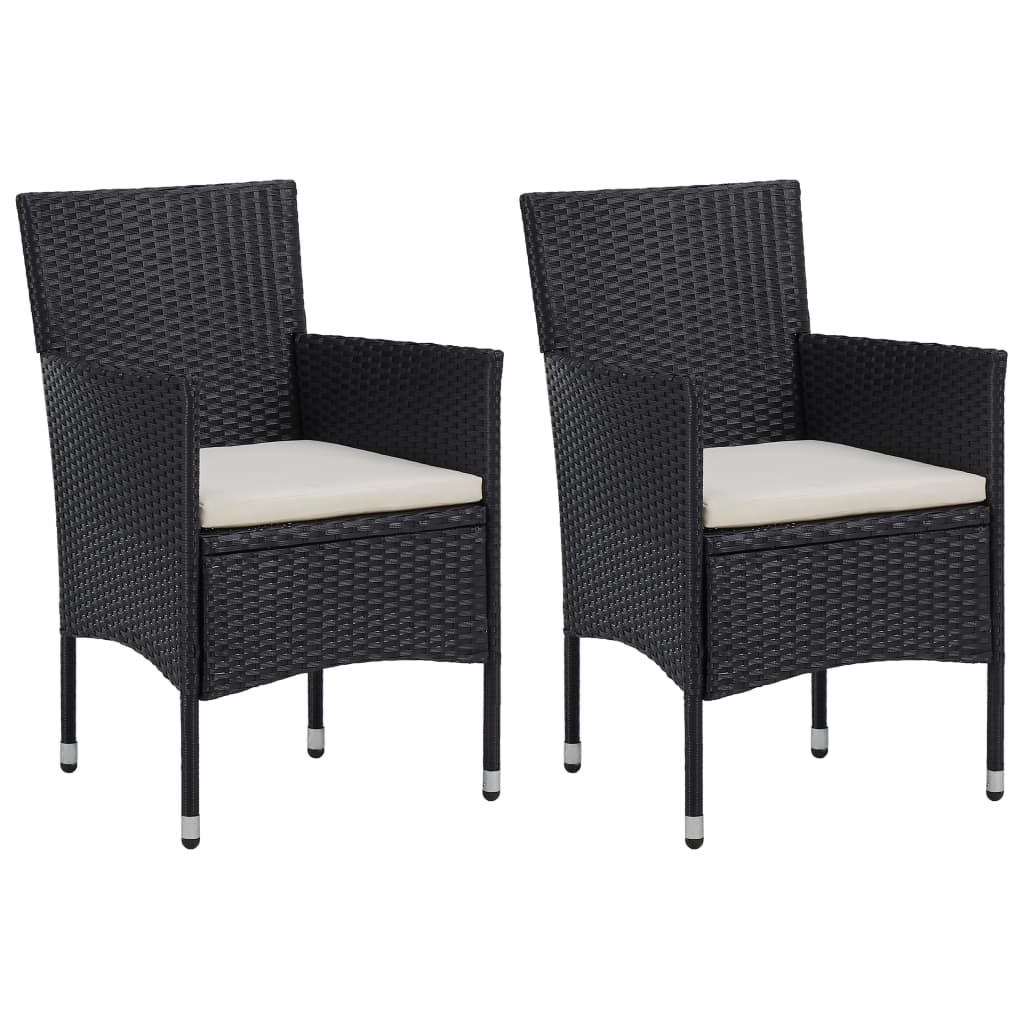 Muebles de jardín 3 piezas ratán sintético y vidrio negro vidaXL