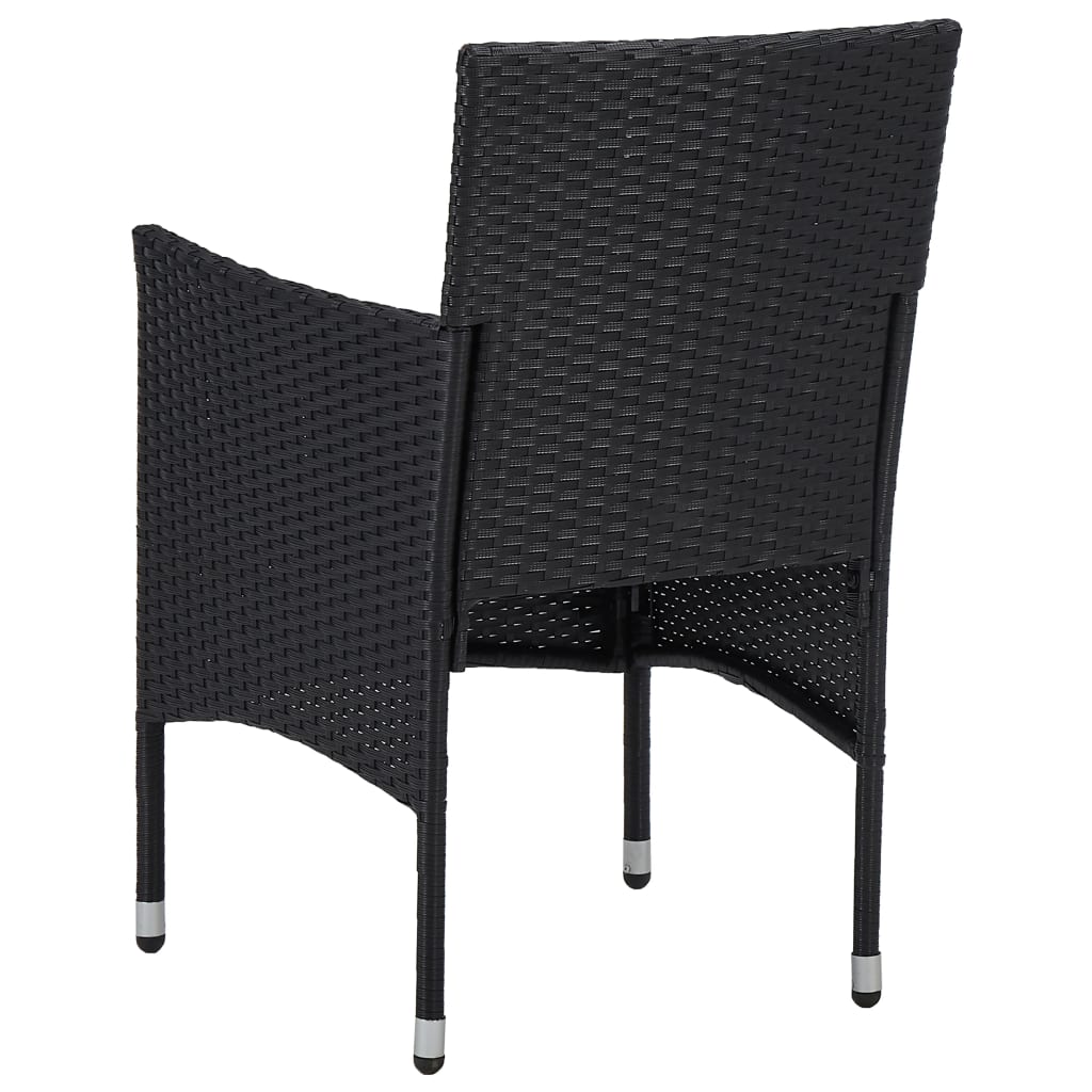 Muebles de jardín 3 piezas ratán sintético y vidrio negro vidaXL