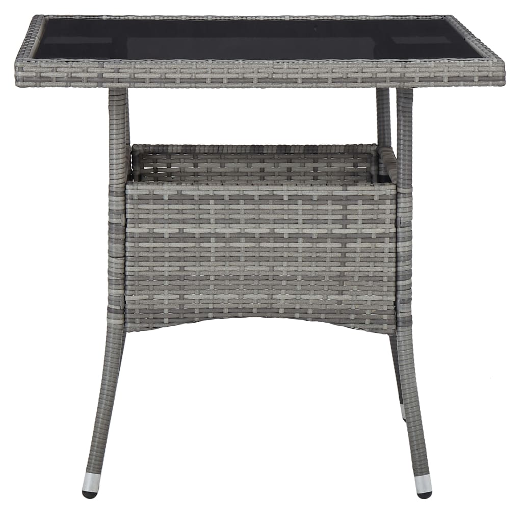 Set comedor jardín 5 pzas ratán sintético vidrio templado gris vidaXL