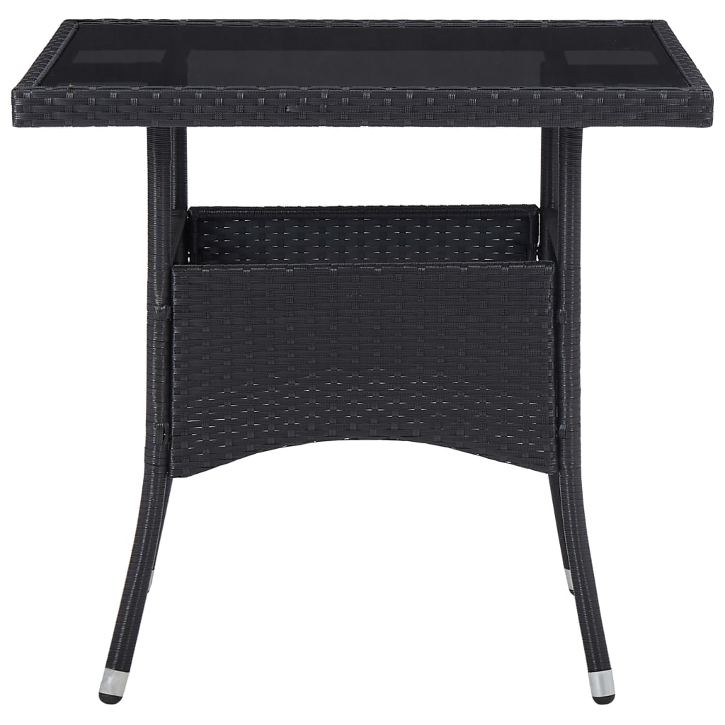 Set comedor jardín 5 pzas ratán sintético vidrio templado negro vidaXL