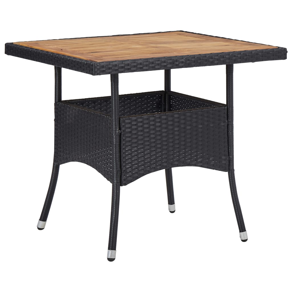 Set comedor jardín 5 pzas ratán sintético y madera acacia negro vidaXL