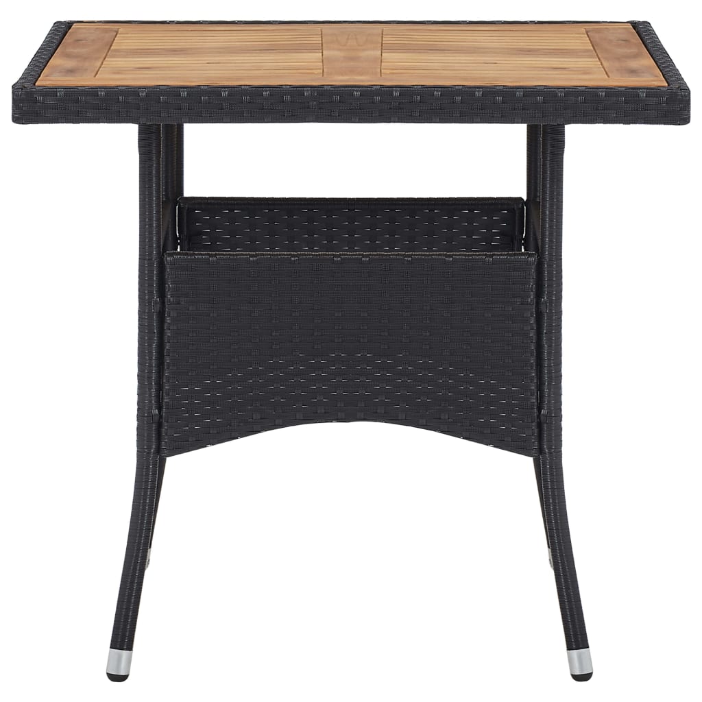 Set comedor jardín 5 pzas ratán sintético y madera acacia negro - Vetonek