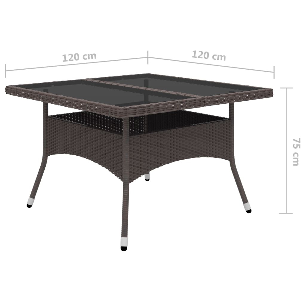 Muebles de jardín 9 piezas ratán sintético y vidrio marrón vidaXL