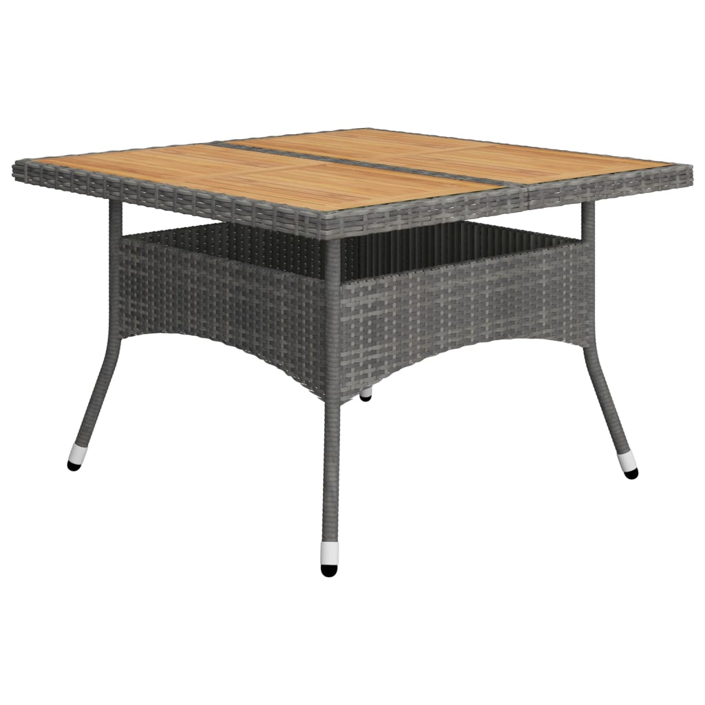 Set de comedor de jardín 9 pzas ratán PE y madera acacia gris vidaXL