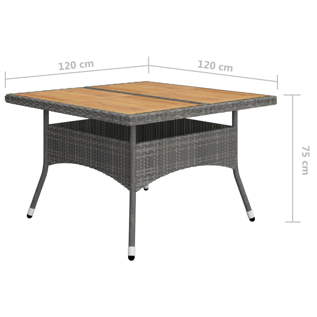 Set de comedor de jardín 9 pzas ratán PE y madera acacia gris vidaXL