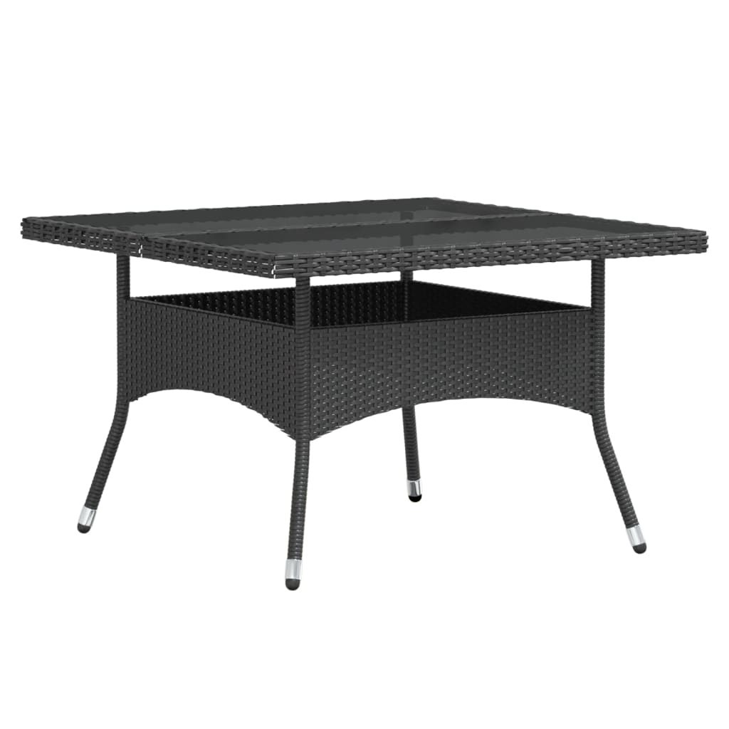 Set comedor jardín 5 pzas ratán sintético vidrio templado negro vidaXL