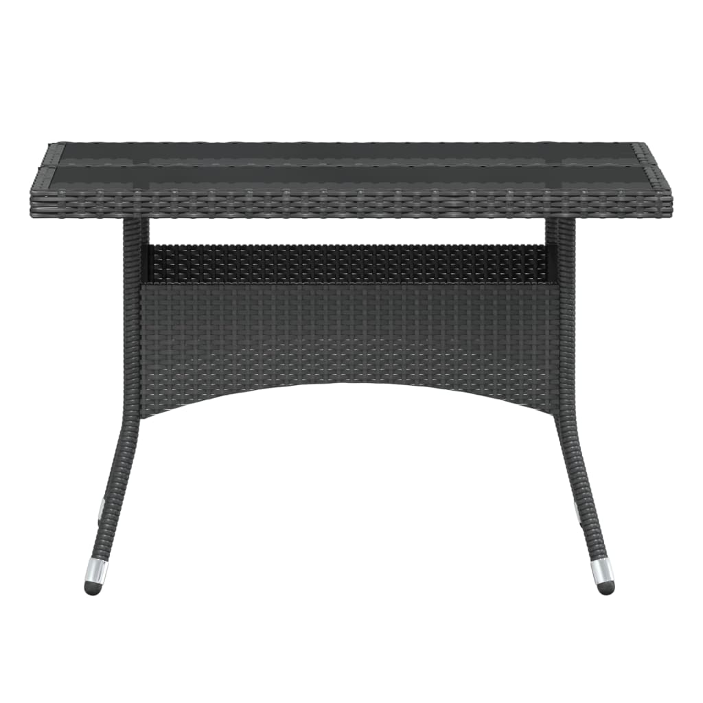 Set comedor jardín 5 pzas ratán sintético vidrio templado negro vidaXL