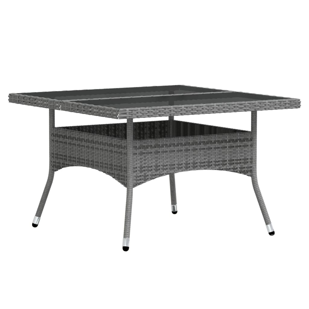 Set comedor jardín 5 pzas ratán sintético vidrio templado gris vidaXL