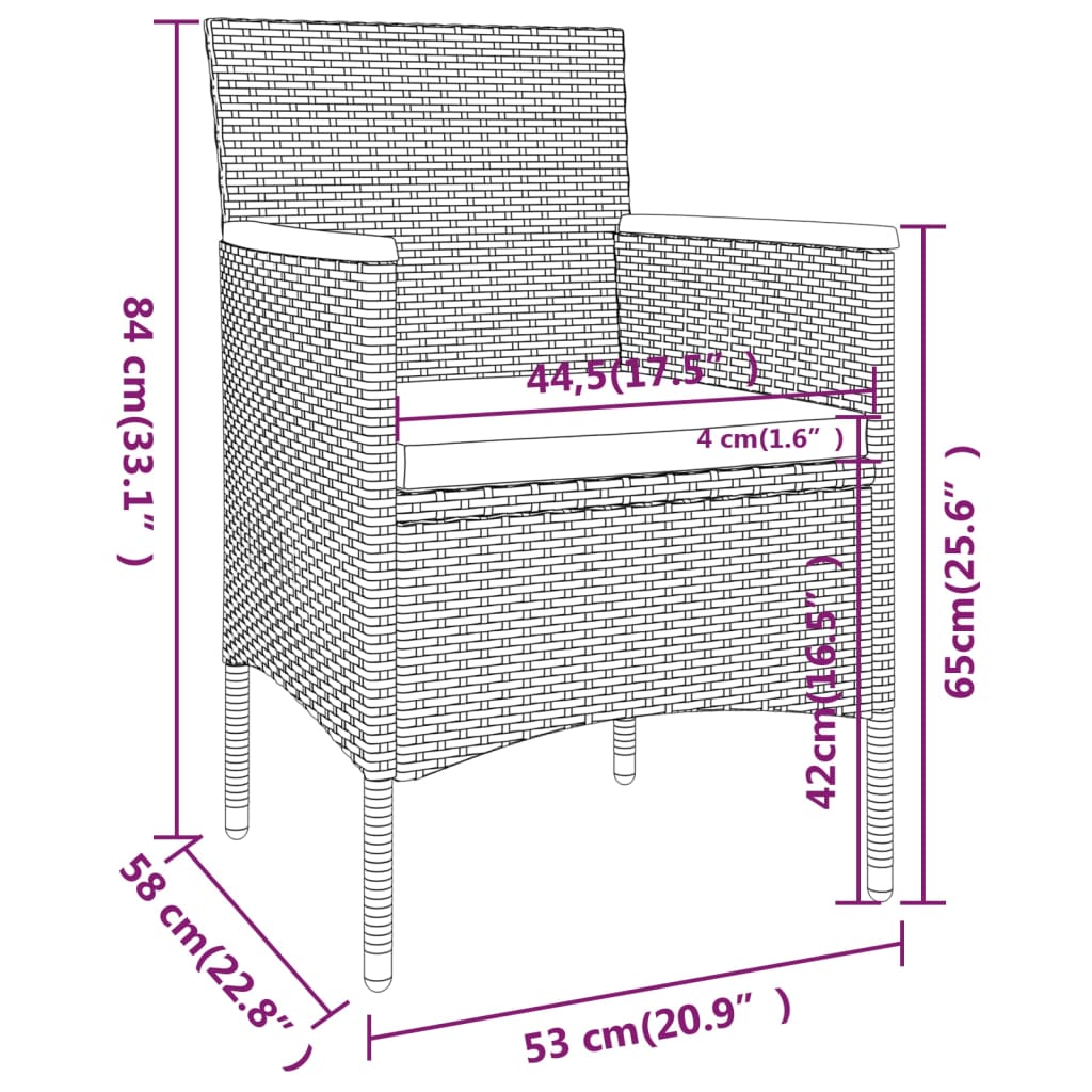 Set de comedor jardín 5 pzas ratán sintético madera acacia gris - Vetonek