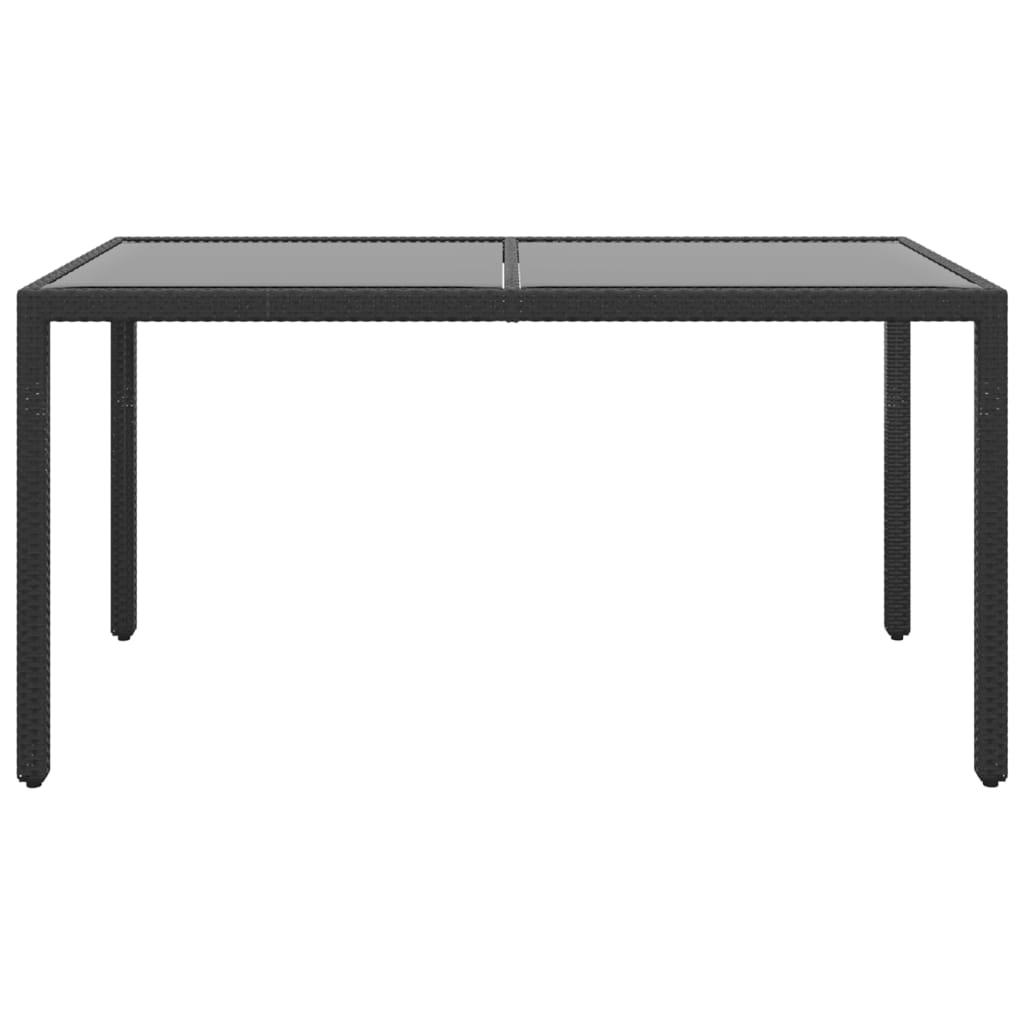 Set de comedor de jardín 5 pzas ratán PE vidrio templado negro vidaXL