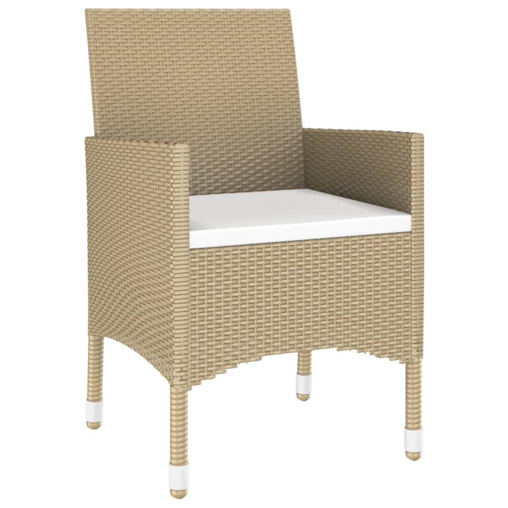 Set de comedor de jardín 5 pzas ratán sintético vidrio beige - Vetonek