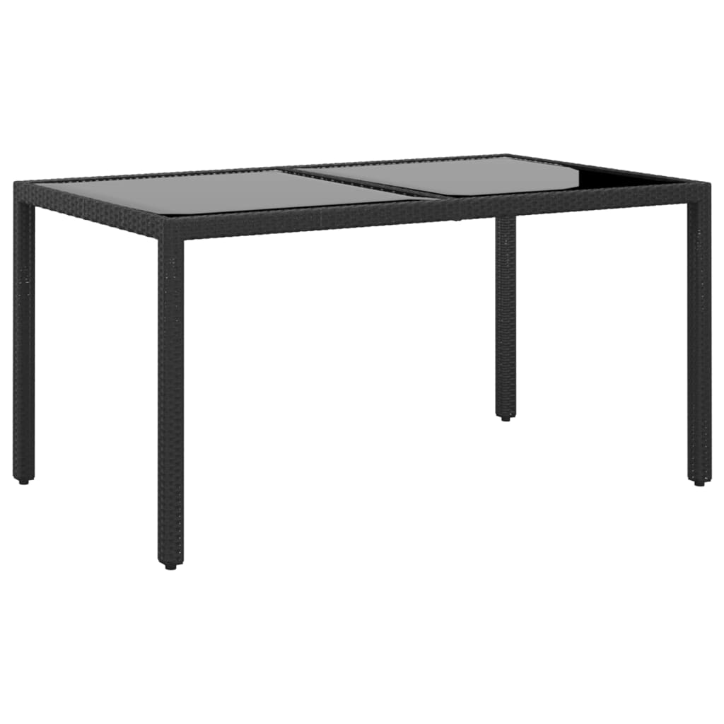 Set de comedor de jardín 5 pzas ratán PE vidrio templado negro vidaXL