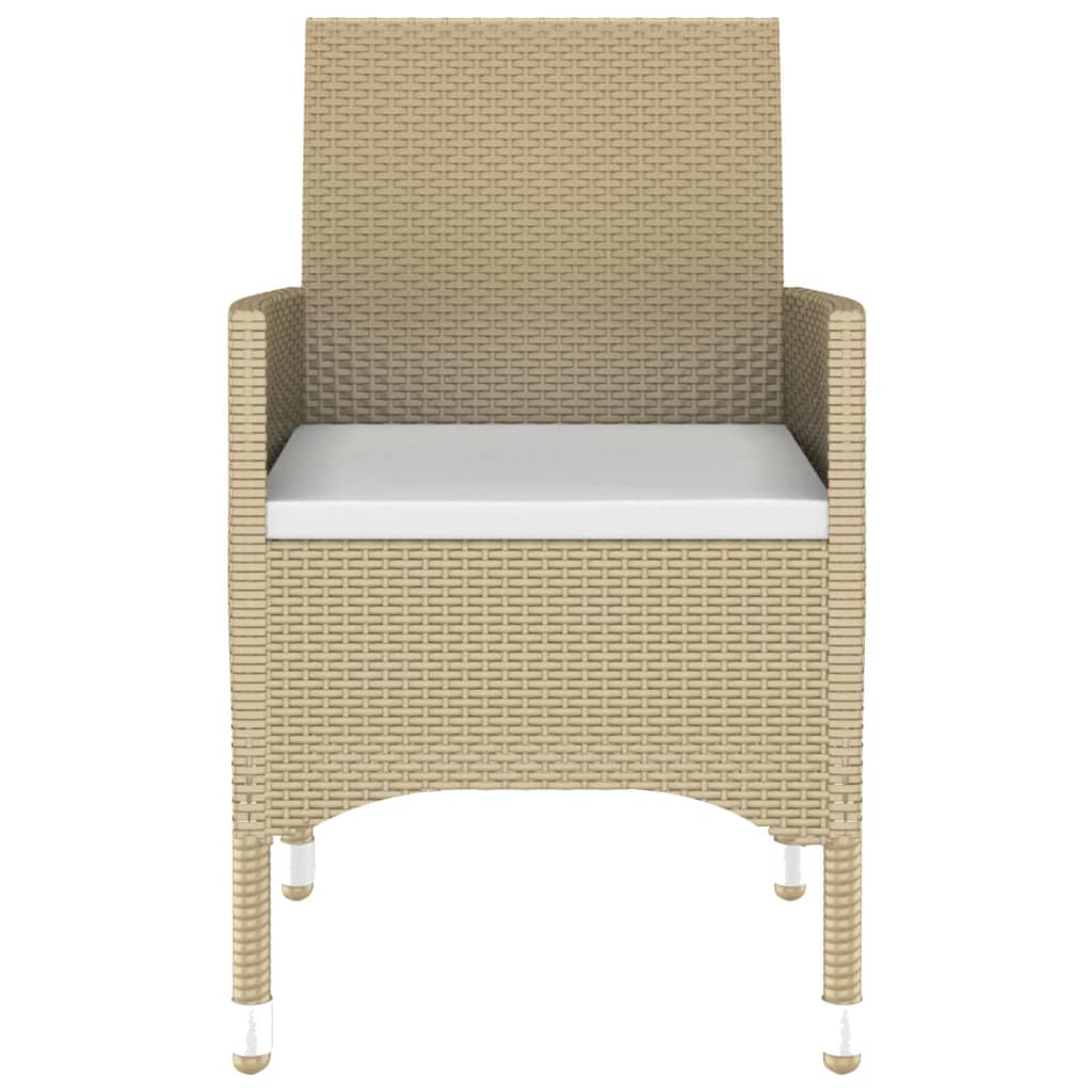 Set de comedor de jardín 7 pzas ratán sintético vidrio beige vidaXL