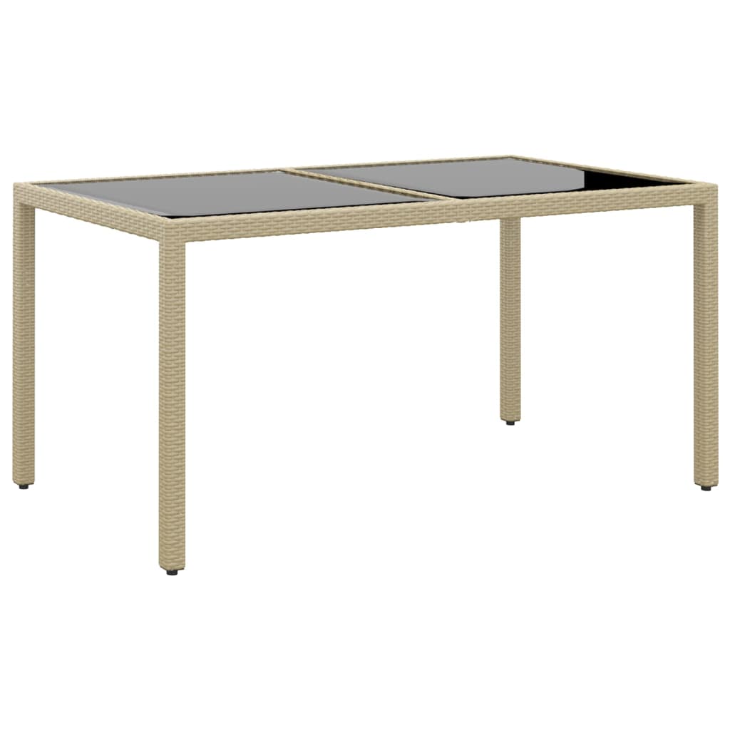 Set de comedor de jardín 7 pzas ratán sintético vidrio beige vidaXL