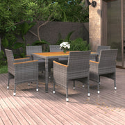 Ensemble de salle à manger de jardin 7 pièces en rotin synthétique gris v2845 Vetonek