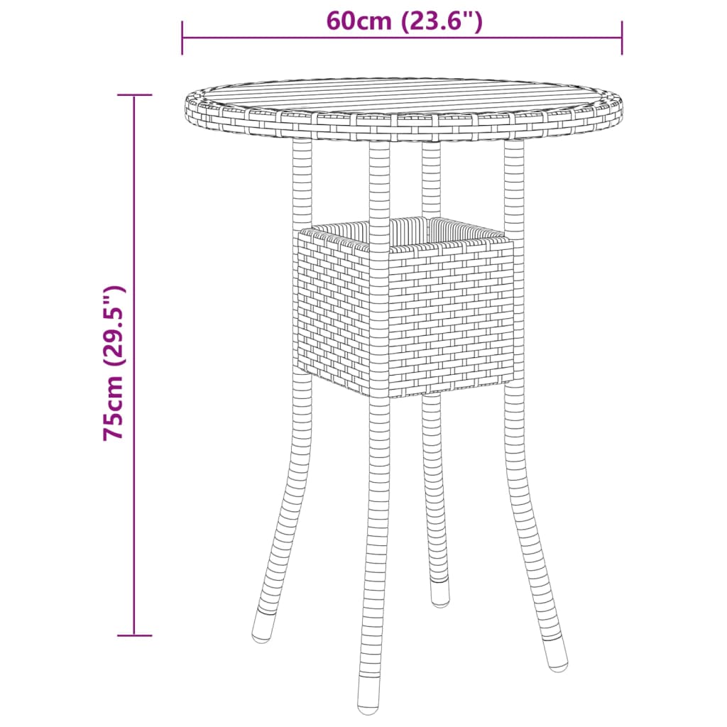 Juego de comedor de jardín 3 piezas ratán sintético negro vidaXL