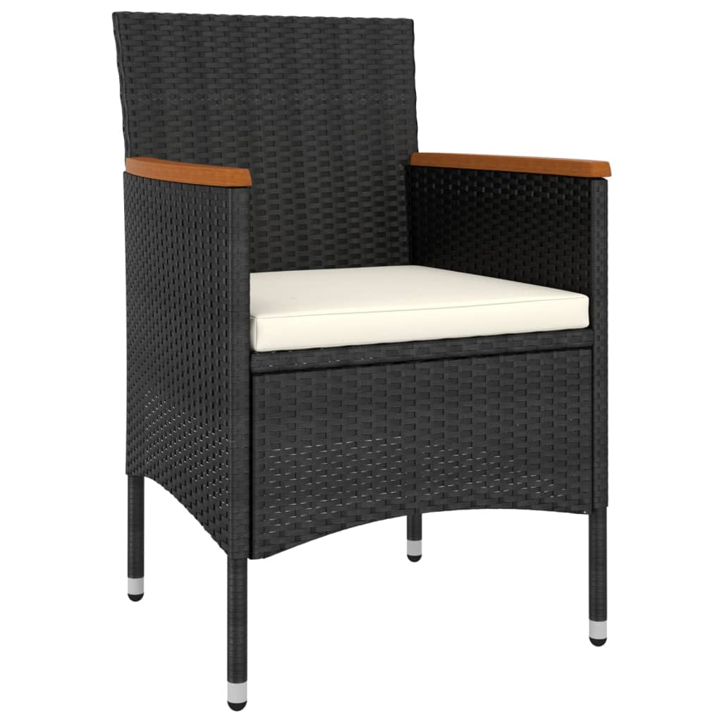 Black synthetic rattan garden furniture set