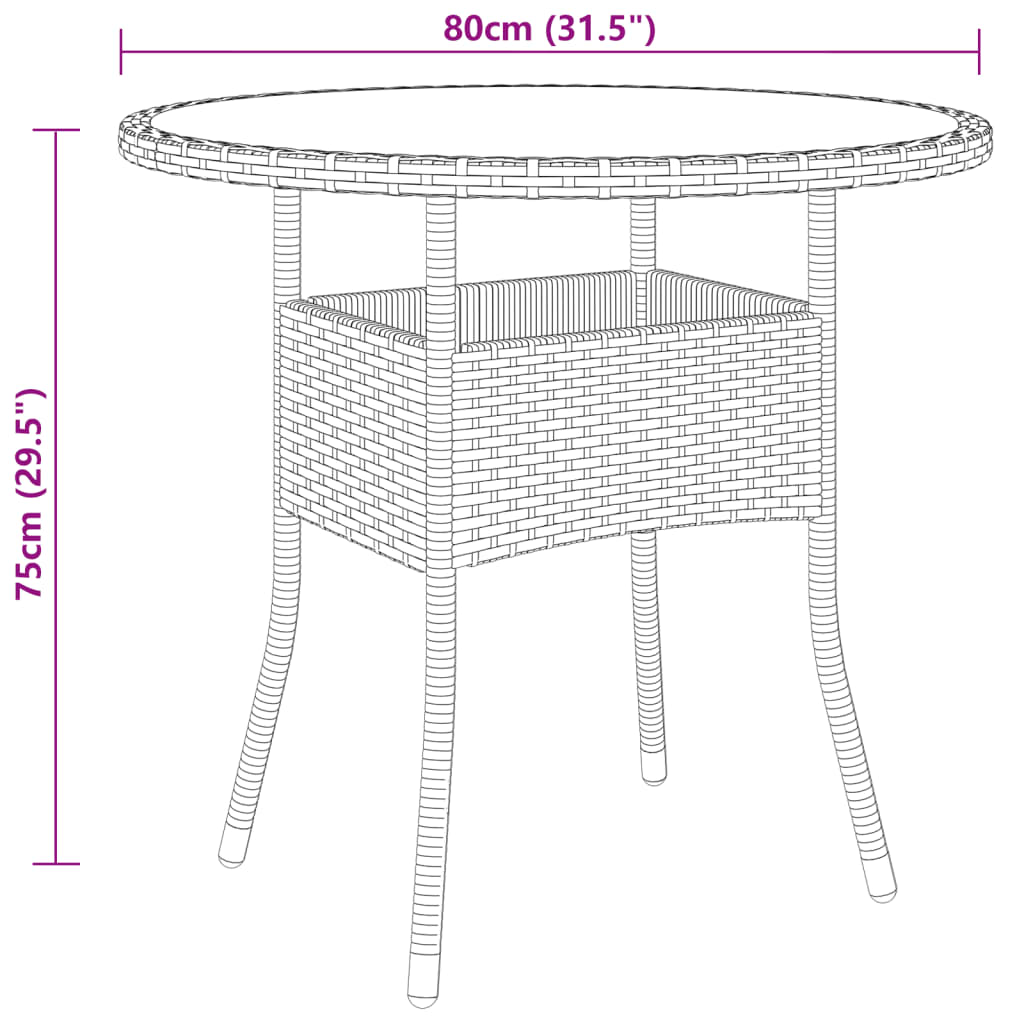 Juego comedor de jardín 3 piezas ratán sintético gris vidaXL