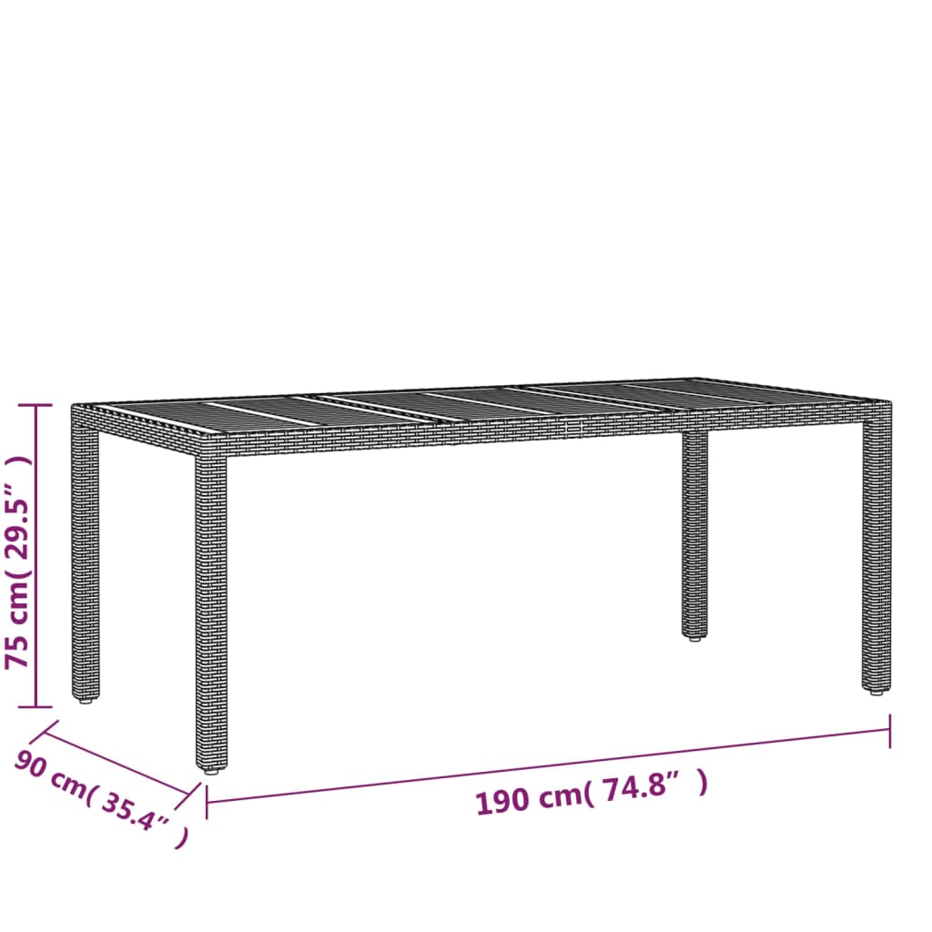 Juego de comedor para jardín 9 piezas ratán sintético gris vidaXL