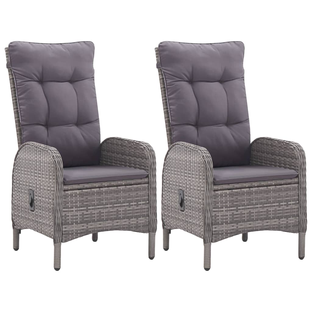 Garden furniture 3 pieces synthetic rattan and gray glass