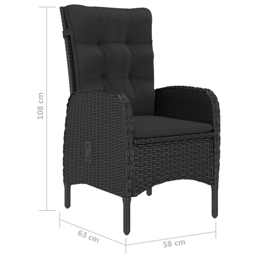 Set de comedor de jardín 5 pzas ratán sintético y vidrio negro vidaXL