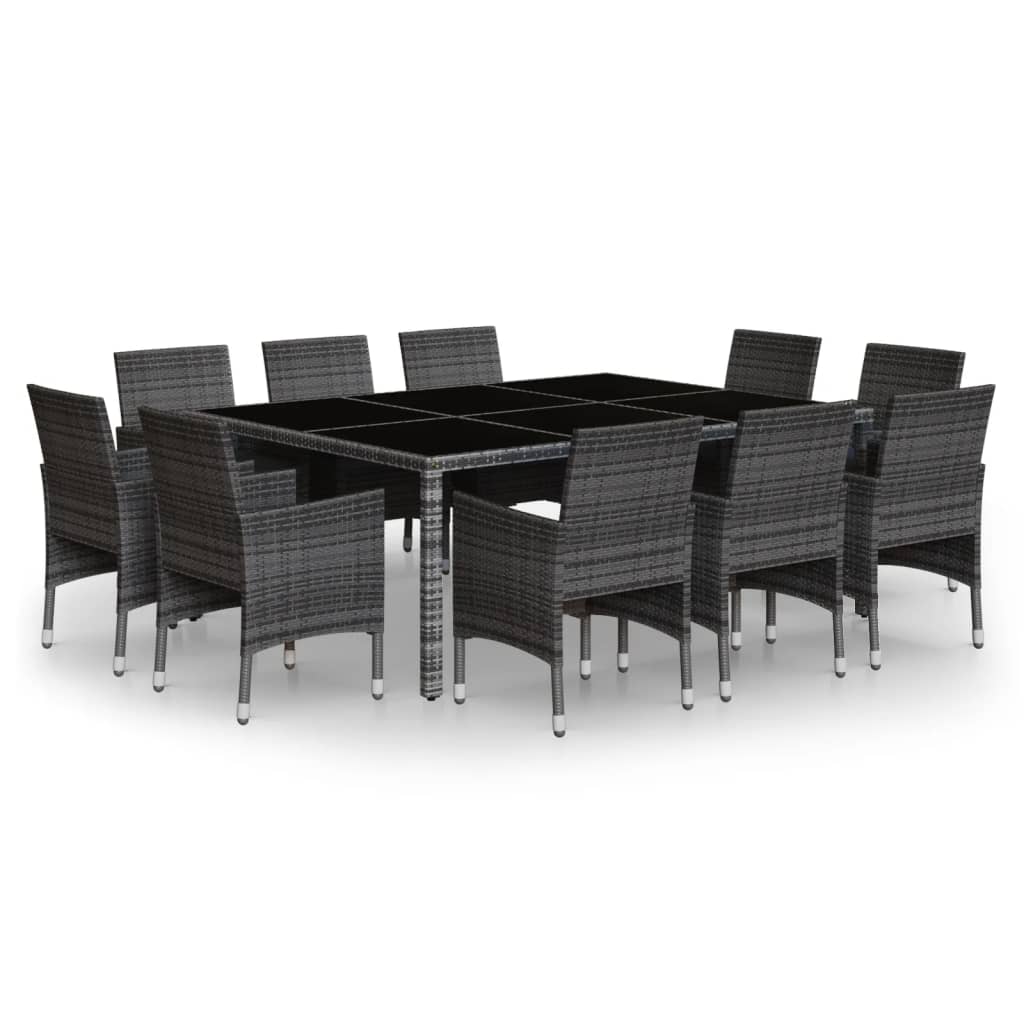 Set de comedor de jardín 11 pzas ratán sintético gris vidaXL