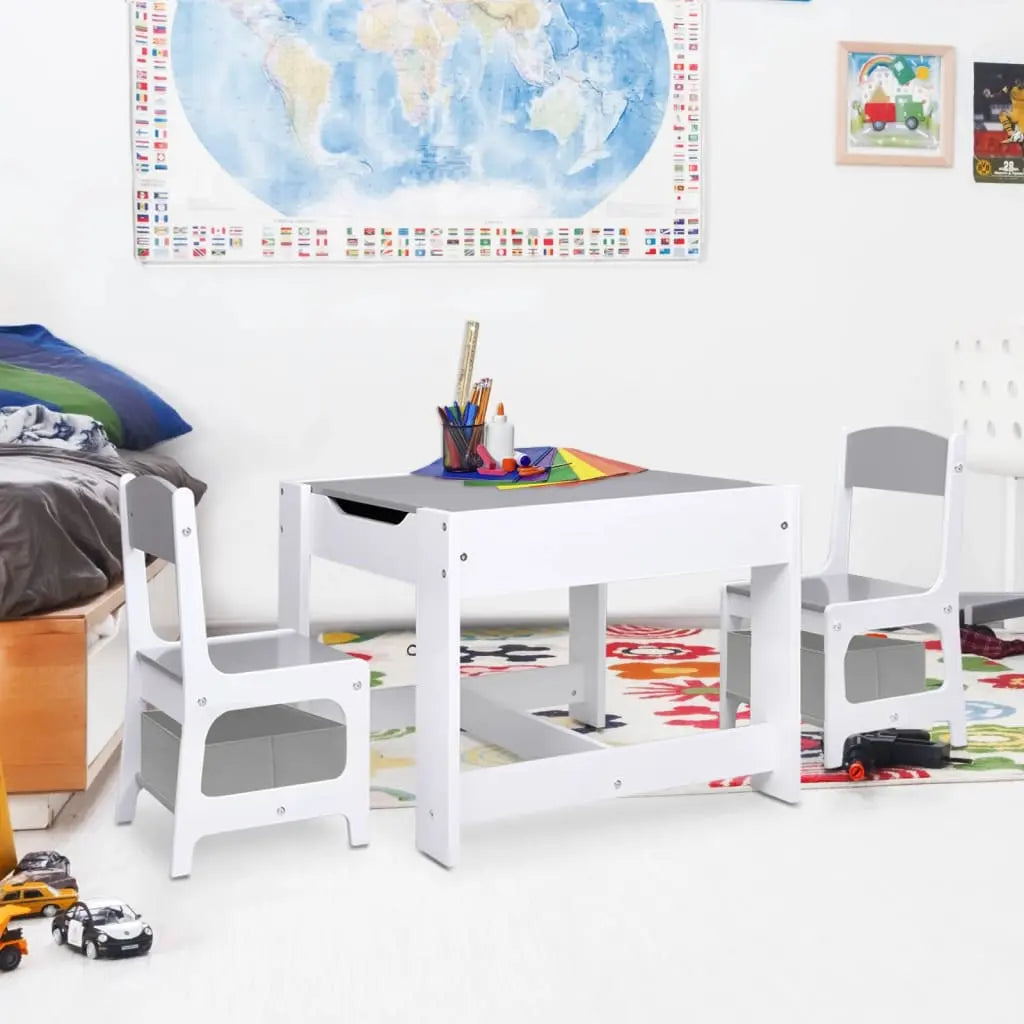 Vetonek Mesa infantil con 2 sillas MDF blanco