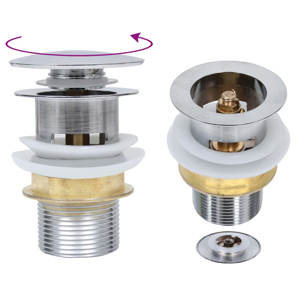 Desagüe empuje sin función desbordamiento plata 6,4x6,4x9,1 cm v4542 Vetonek