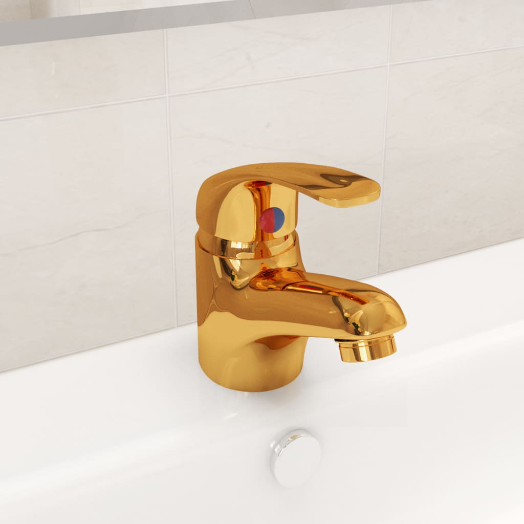 Grifo mezclador de lavabo dorado 13x10 cm v4719 Vetonek