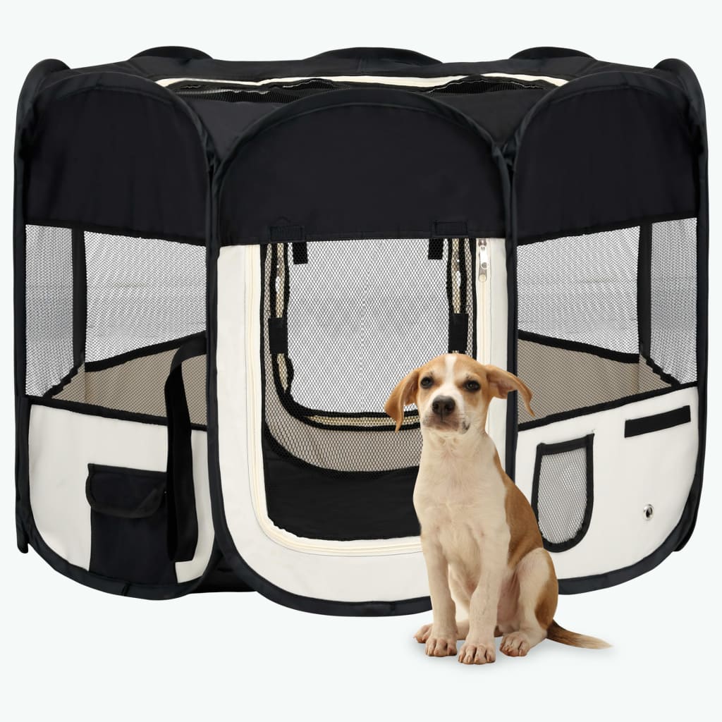 Vetonek Parque de perros plegable bolsa de transporte negro 90x90x58 cm