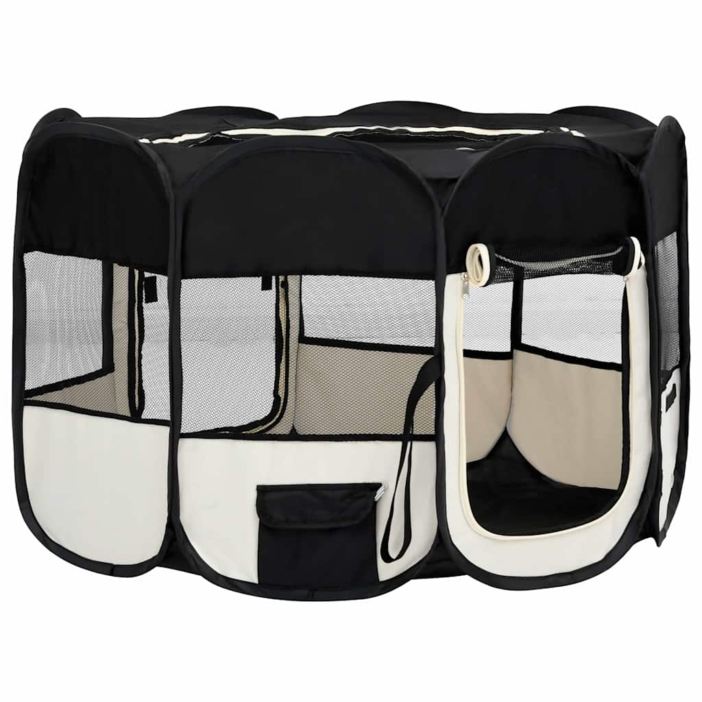 Parque de perros plegable y bolsa transporte negro 110x110x58cm