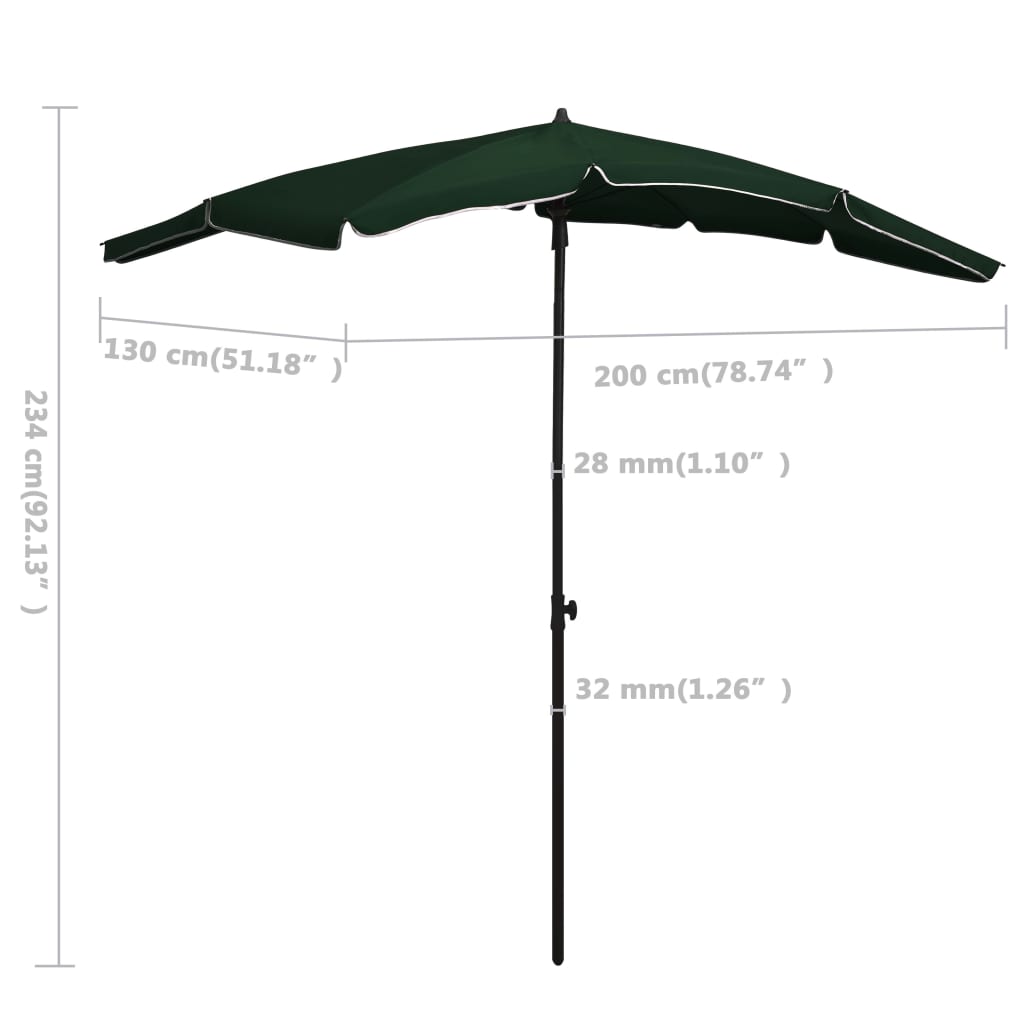 Sombrilla de jardín con palo verde 200x130 cm vidaXL