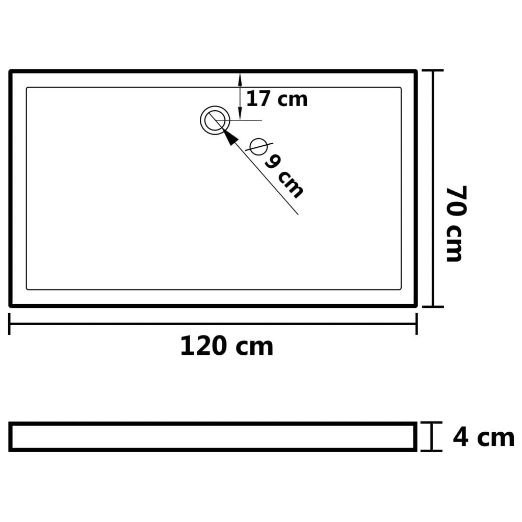 Plato de ducha rectangular ABS 70x120 cm