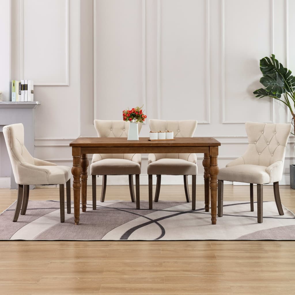 Vetonek Sillas de comedor 4 unidades tela beige