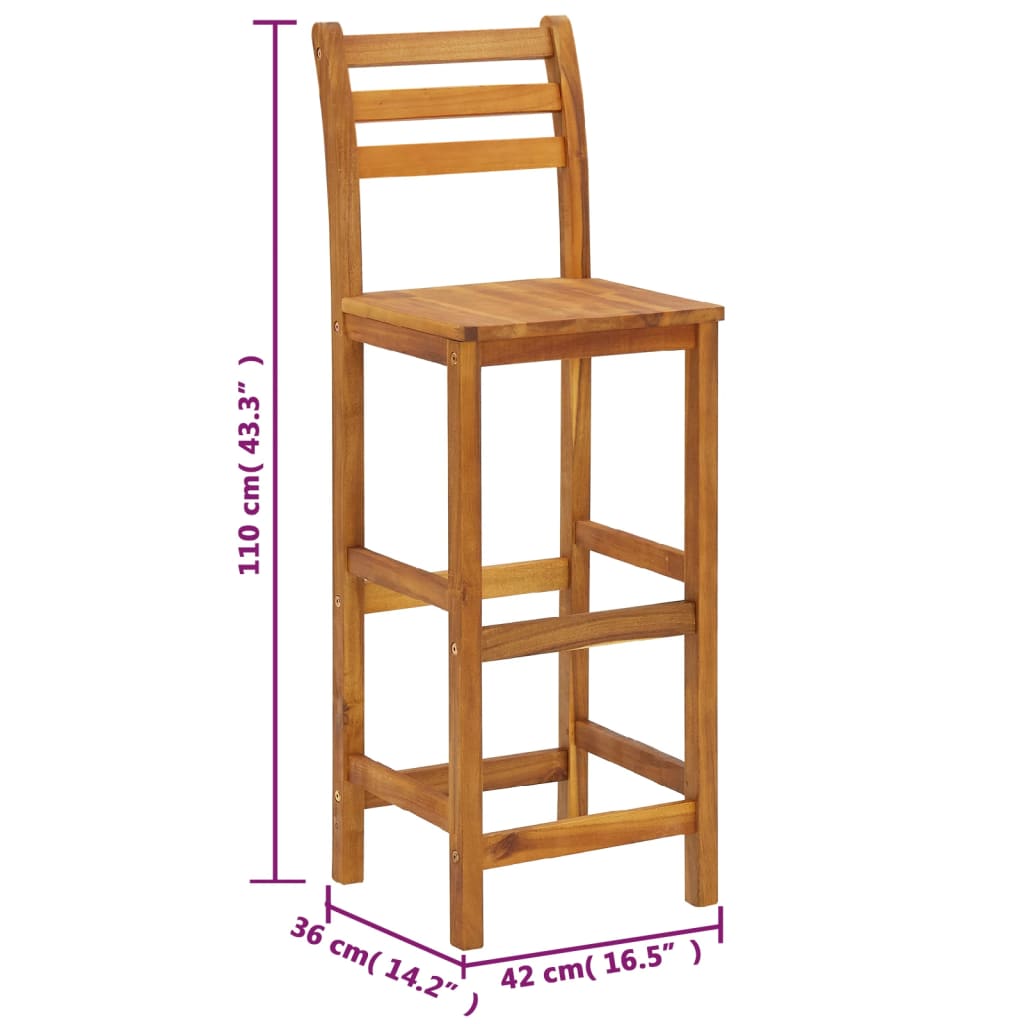 Set de mesa y sillas de bar 3 piezas madera maciza de acacia V7451 Vetonek