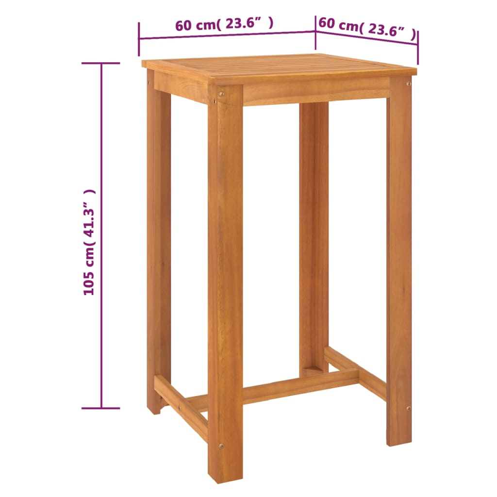 Set de mesa y sillas de bar 3 piezas madera maciza de acacia V7451 Vetonek